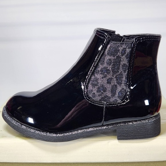Tucker + Tate Other - Tucker + Tate Baylee Black Patent Glitter Leopard Chelsea Boots Size 11 Kids